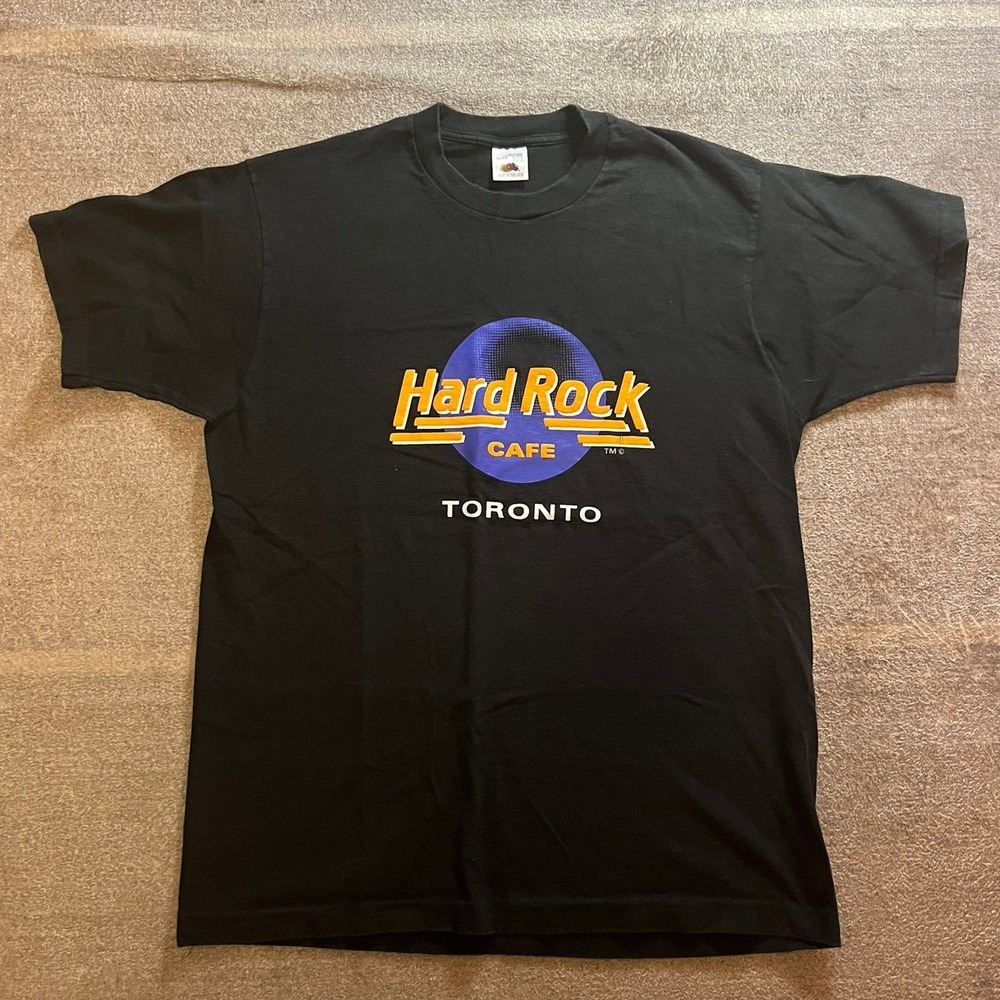 Vintage Hard Rock Cafe Toronto T-Shirt Mens XL Black Fruit of the Loom Canada